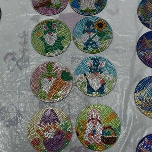 Colorful Beaded Gnome Coasters